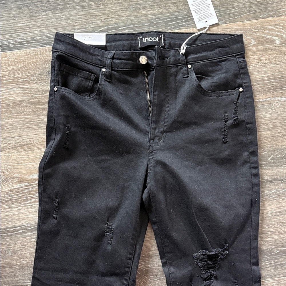 Tricot Black Ripped Skinny Jeans for Women